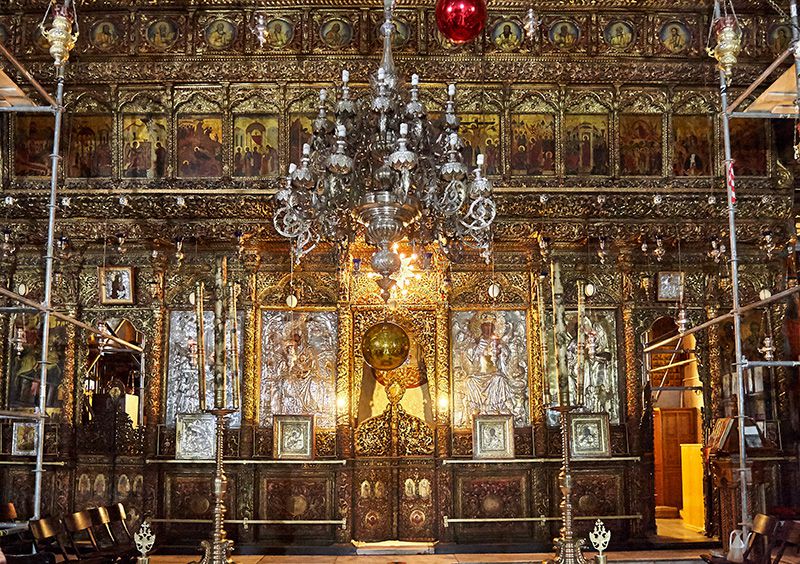 Церковь Рождества Христова, Вифлеем (Палестина, Прочие страны). интерьер и убранство, Интерьер храма. Центральный придел (православный)