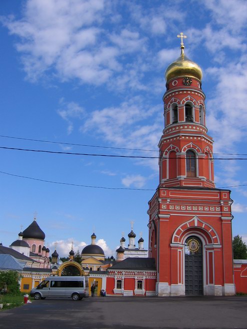 Вознесенская Давидова Пустынь. Колокольня, Новый Быт (Чеховский городской округ, Московская область). общий вид в ландшафте