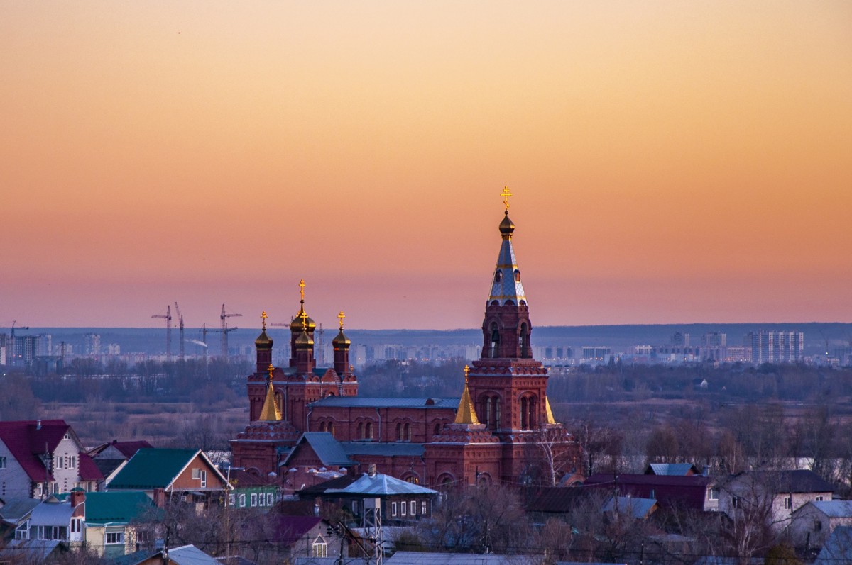 Запанской. Церковь Михаила Архангела. общий вид в ландшафте