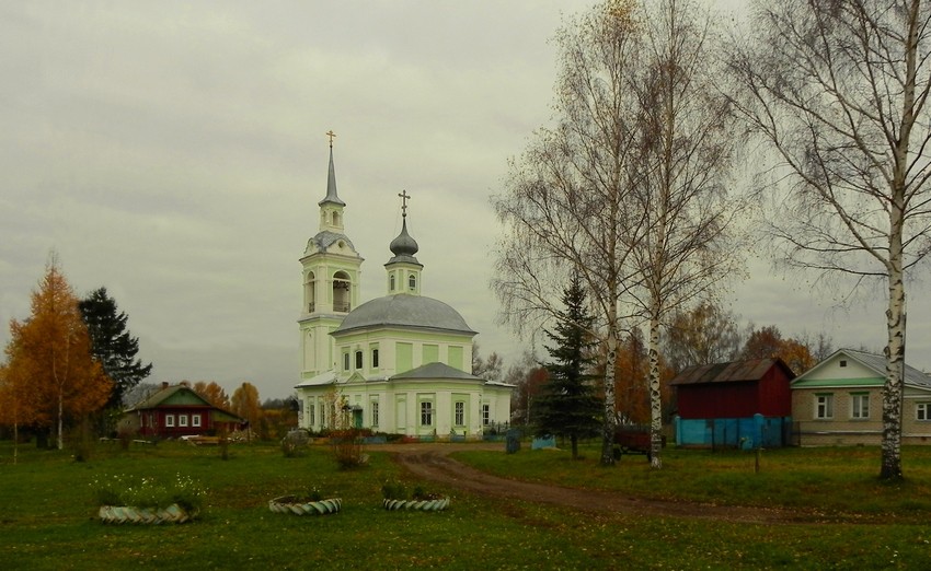 Незнаново. Церковь Николая Чудотворца. общий вид в ландшафте