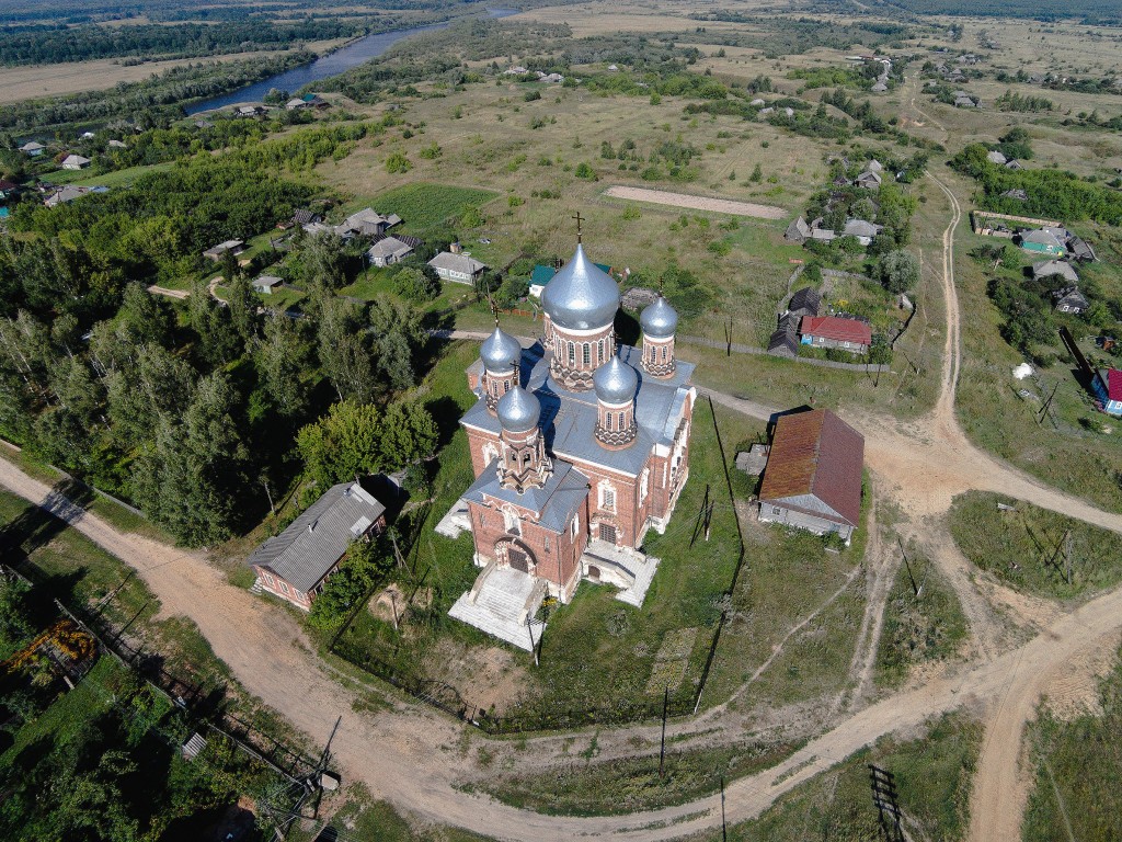 Котелино. Церковь Николая Чудотворца. общий вид в ландшафте