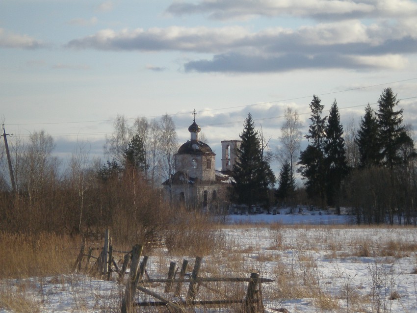 Церковь Успения Пресвятой Богородицы, Нальцы (Боровичский район, Новгородская область). общий вид в ландшафте