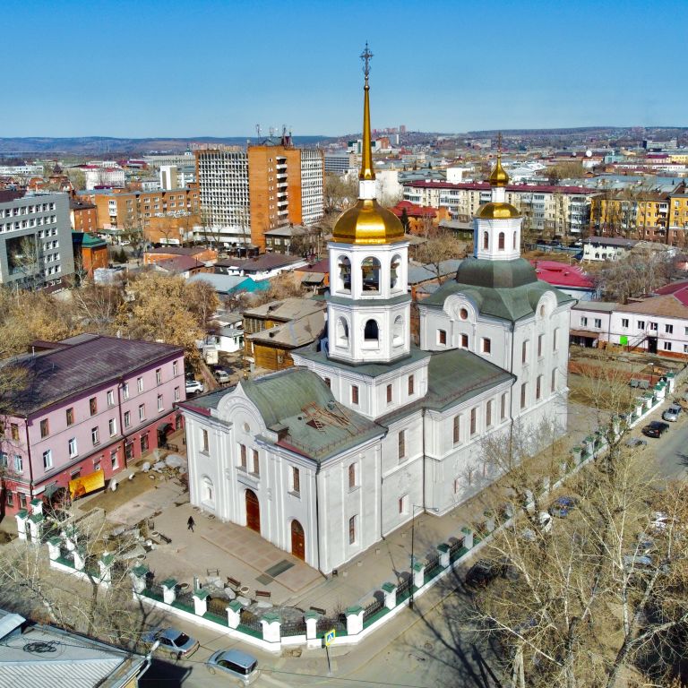 Церковь Михаила Архангела (Харалампия), Иркутск (Иркутск, город, Иркутская область). общий вид в ландшафте, С воздуха 