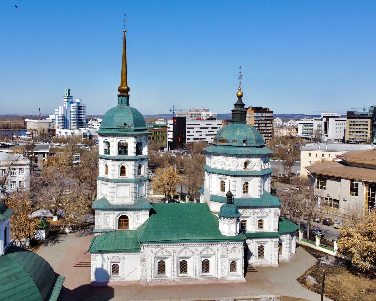 Церковь Троицы Живоначальной, Иркутск (Иркутск, город, Иркутская область). общий вид в ландшафте, Южный фасад