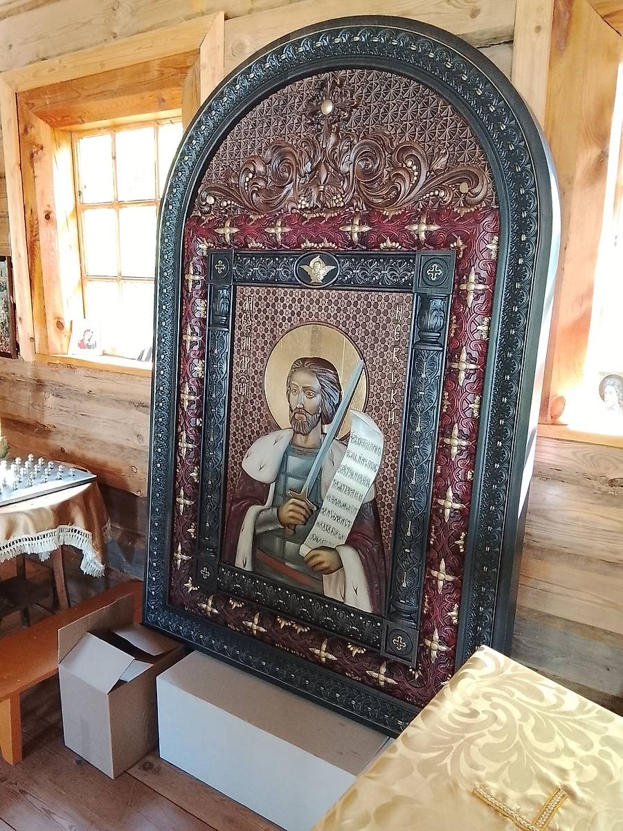 Икона Александр Невский, интерьер и убранство. Церковь Александра Невского (деревянная), Кончанское-Суворовское (Боровичский район, Новгородская область)