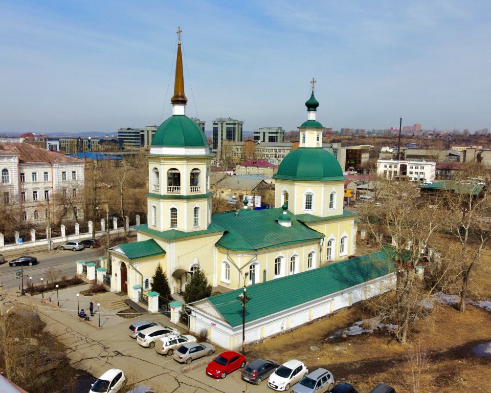 Церковь Преображения Господня, Иркутск (Иркутск, город, Иркутская область). фасады, С воздуха