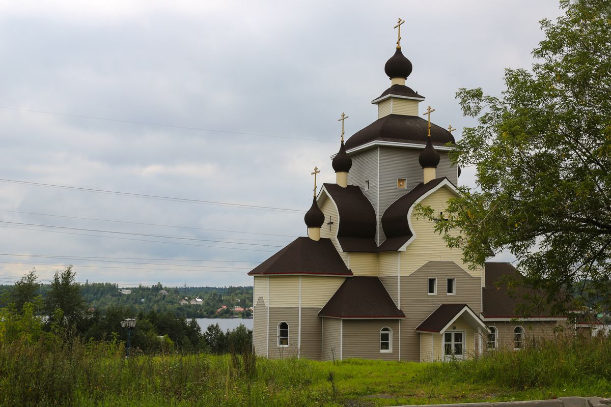общий вид в ландшафте. Церковь Рождества Пресвятой Богородицы, Кондопога (Кондопожский район, Республика Карелия)