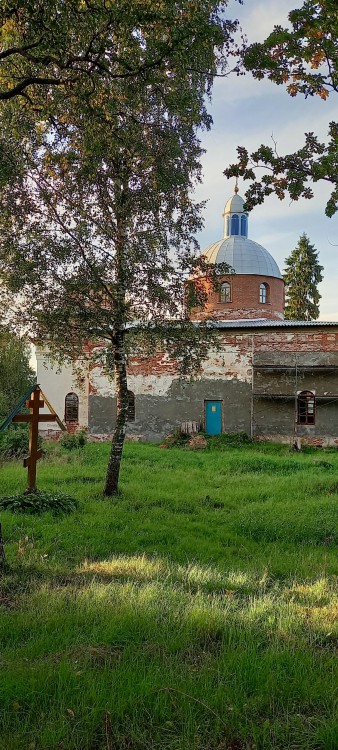 Церковь Василия Великого, Болонье (Боровичский район, Новгородская область). фасады, Уже вставлены окна,дверь.