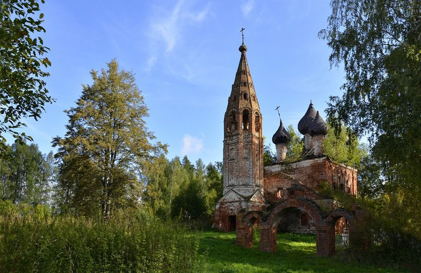Церковь Троицы Живоначальной, Выголово (Нерехтский район, Костромская область). общий вид в ландшафте