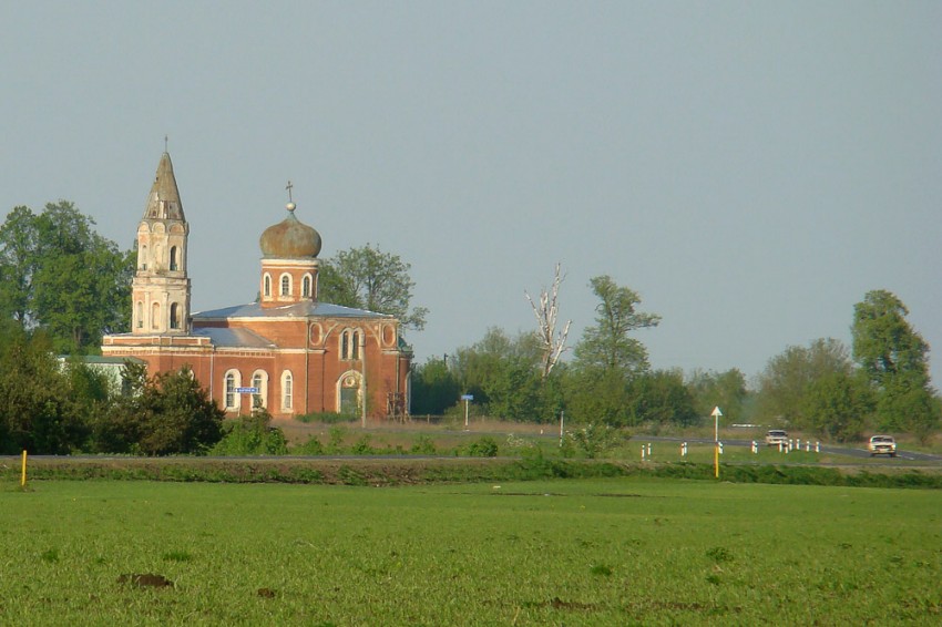 Церковь Троицы Живоначальной, Лебяжье (Курский район, Курская область). общий вид в ландшафте, Церковь Святой Троицы в селе Лебяжье до восстановления и датируется 1856 годом (Е.В.Холодова, 