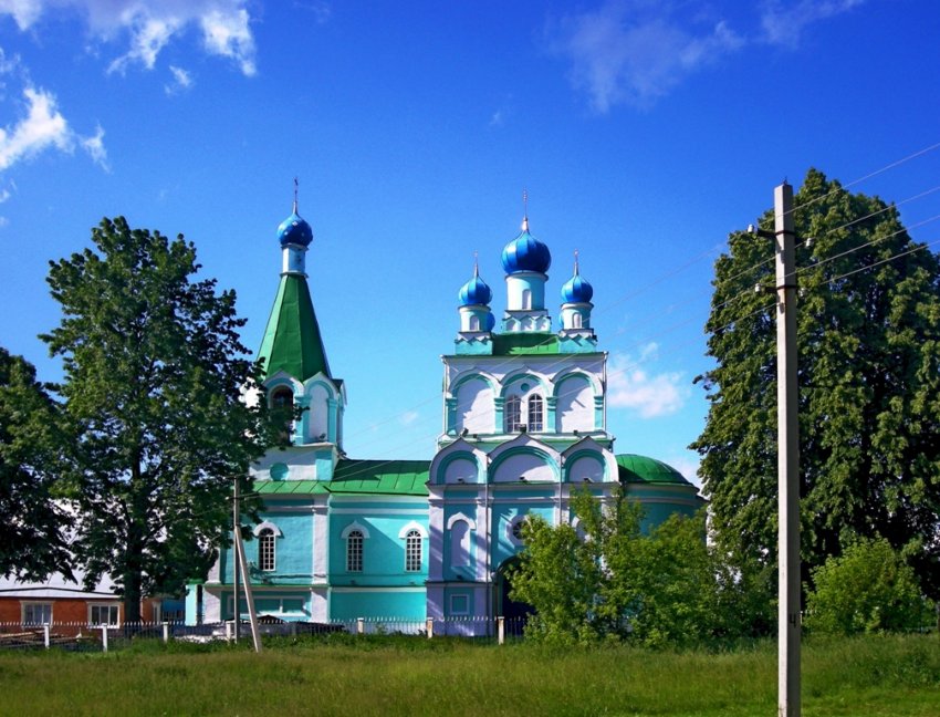 Церковь Успения Пресвятой Богородицы, Пушкарное (Яковлевский район, Белгородская область). общий вид в ландшафте