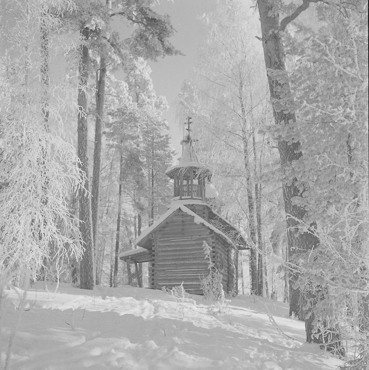 Фото 1942 года из архива SA-Kuva, архивная фотография. Часовня Георгия Победоносца, Пертисельга (Олонецкий район, Республика Карелия)