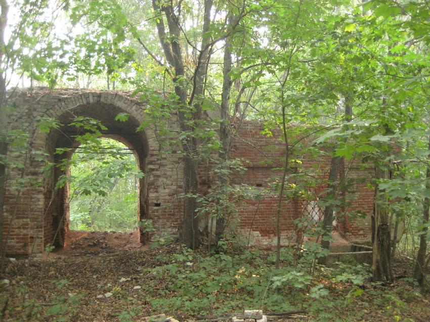 Церковь Успения Пресвятой Богородицы, Яблонка (Вадский район, Нижегородская область). общий вид в ландшафте, Входная арка и южный придел.