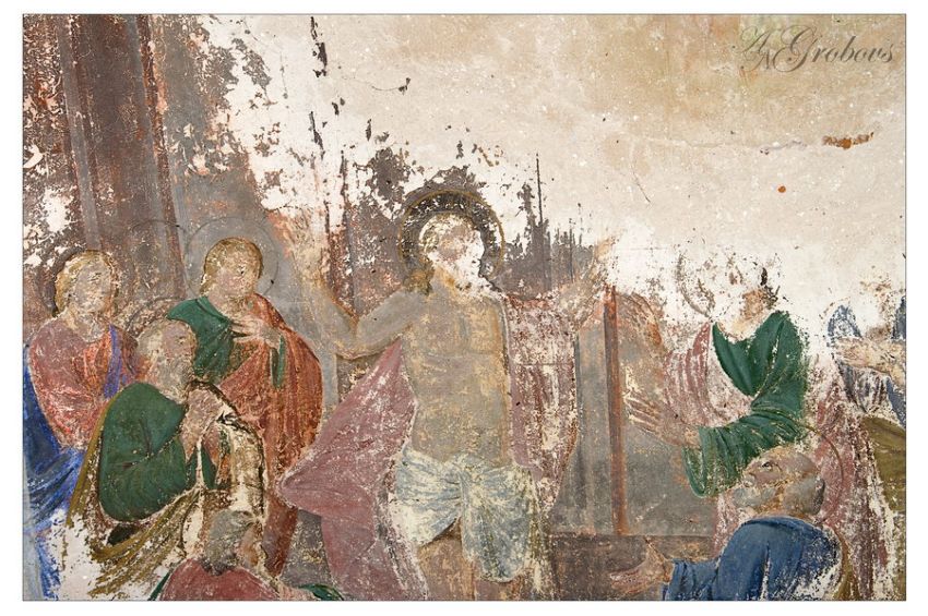 Церковь Николая Чудотворца, Веска (Борисоглебский район, Ярославская область). интерьер и убранство, фрагмент росписи стен храма