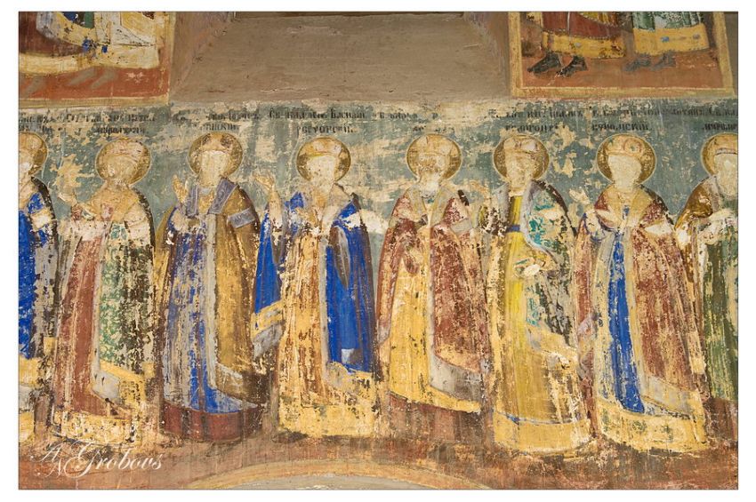 Веска. Церковь Николая Чудотворца. интерьер и убранство, фрагмент росписи стен храма