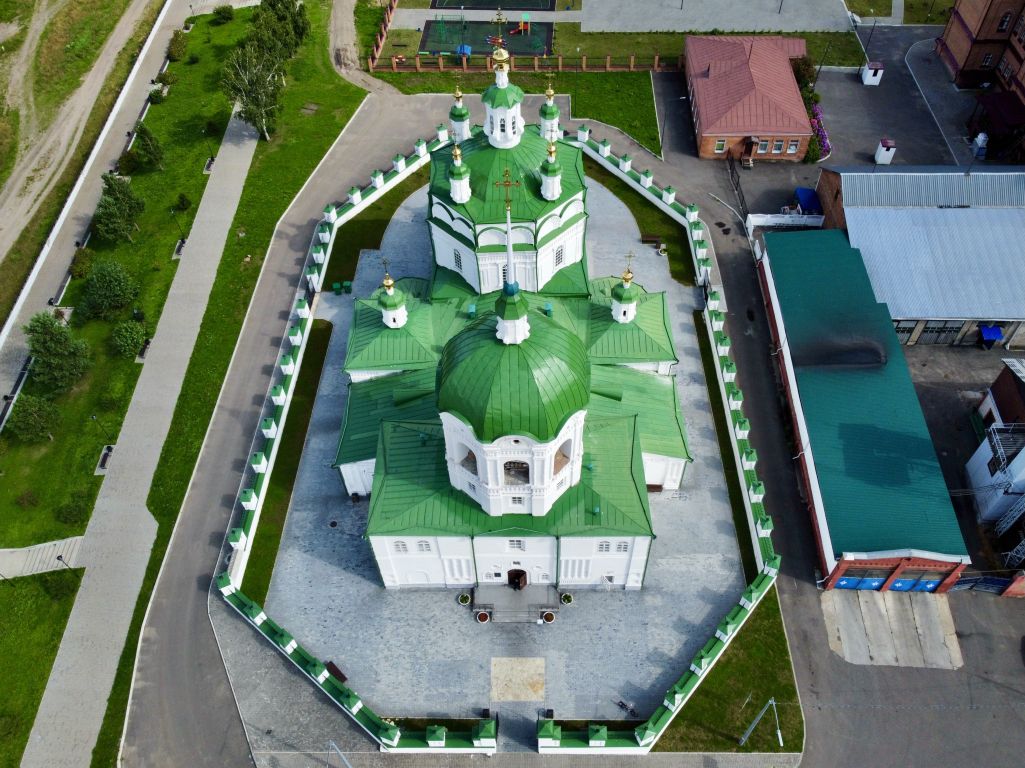 Собор Богоявления Господня, Енисейск (Енисейск, город, Красноярский край). фасады, С дрона вид с запада