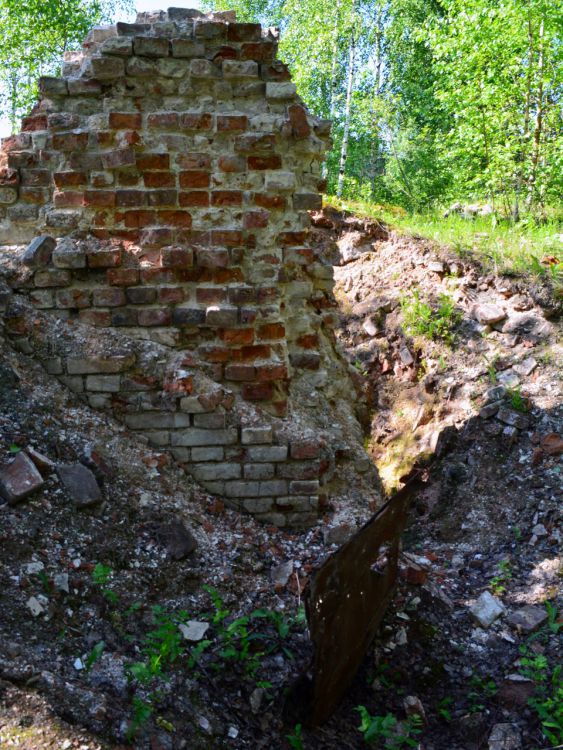 Церковь Спаса Преображения, Митьково (Спас-Митьково) (Ржевский район и г. Ржев, Тверская область). архитектурные детали, Остатки юго-восточного угла основного объема