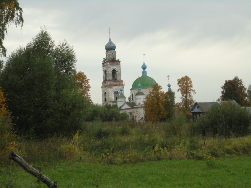Церковь Владимирской иконы Божией Матери, Харинское (Мышкинский район, Ярославская область). общий вид в ландшафте