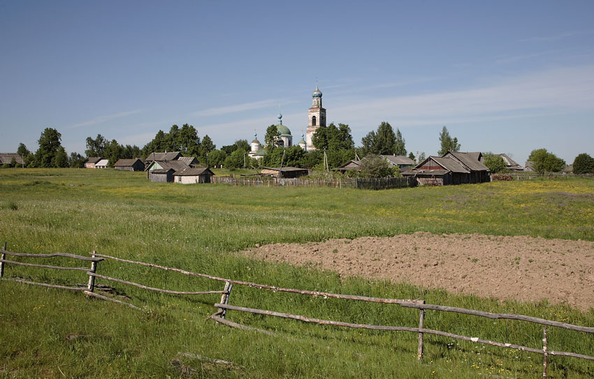 Церковь Владимирской иконы Божией Матери, Харинское (Мышкинский район, Ярославская область). общий вид в ландшафте