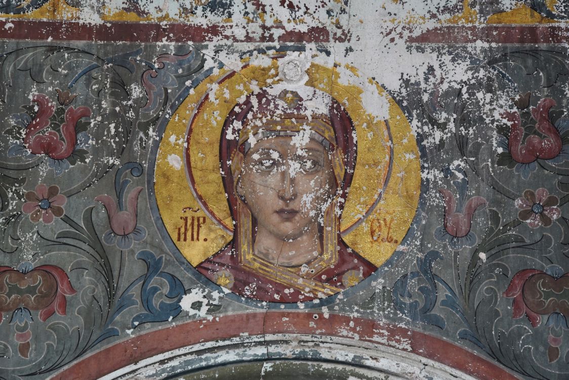 Церковь Рождества Христова, Семёновка (Муромский район и г. Муром, Владимирская область). интерьер и убранство, Фрагмент храмовой живописи - лик Богородицы над северным выходом из храма