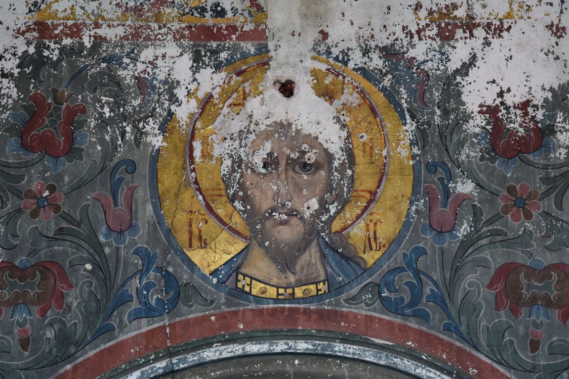 Церковь Рождества Христова, Семёновка (Муромский район и г. Муром, Владимирская область). интерьер и убранство, Фрагмент храмовой живописи - лик Христа над южным выходом из храма