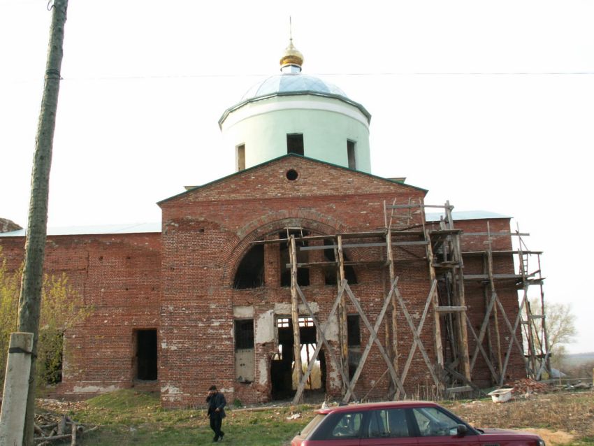 Церковь Троицы Живоначальной, Афанасьево (Измалковский район, Липецкая область). фасады, Южный фасад в процессе 