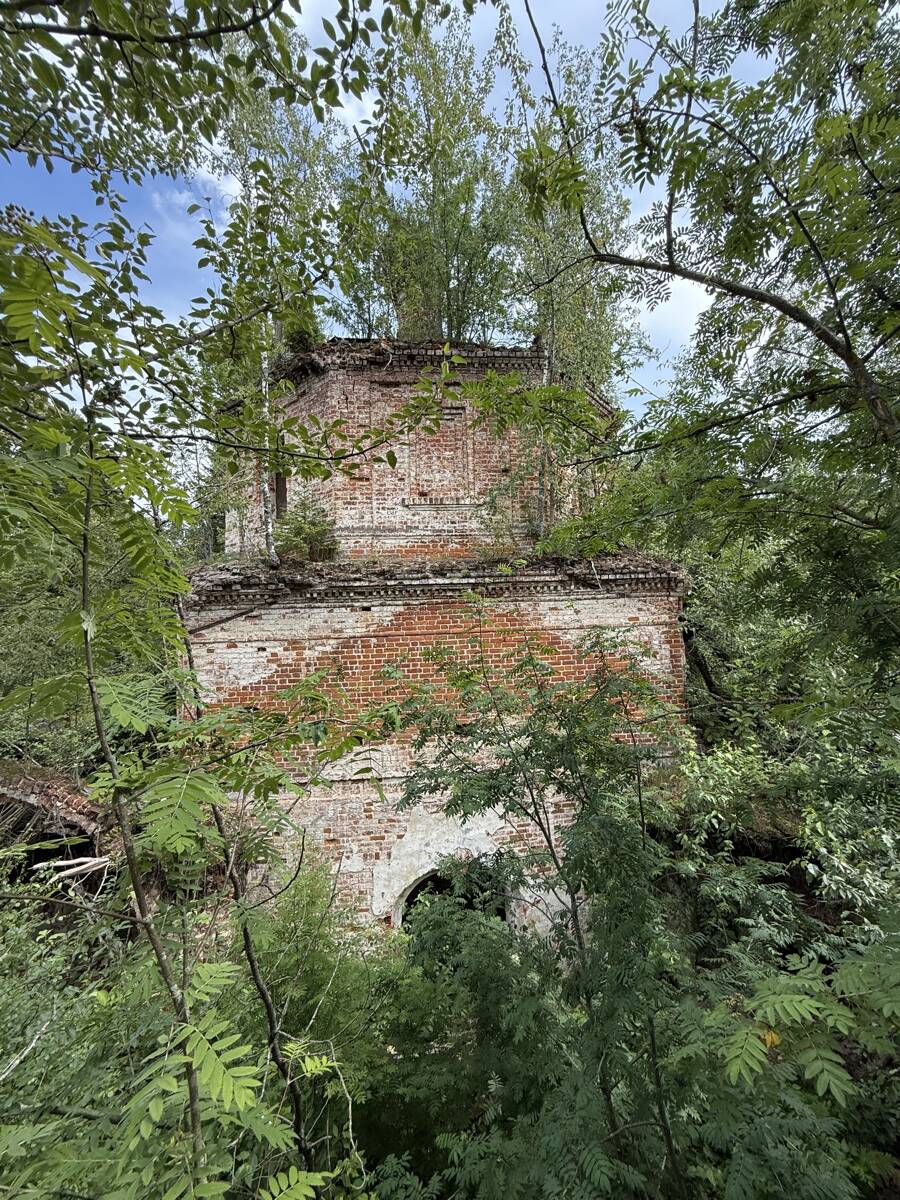 Церковь Николая Чудотворца, Палагино (б.Грудево) (Судиславский район, Костромская область). фасады, Вид на основной объем с колокольни