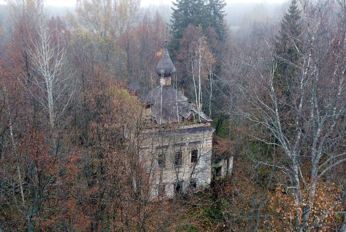 Церковь Рождества Пресвятой Богородицы на Сендеге, Никола-Пустынь (Островский район, Костромская область). общий вид в ландшафте