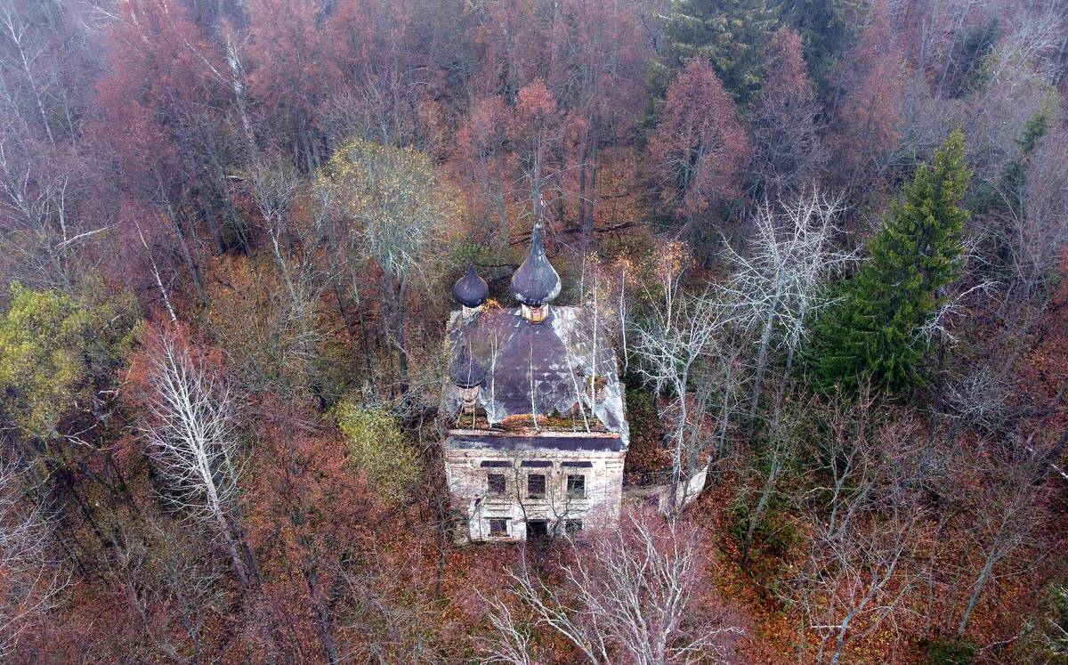 Церковь Рождества Пресвятой Богородицы на Сендеге, Никола-Пустынь (Островский район, Костромская область). общий вид в ландшафте