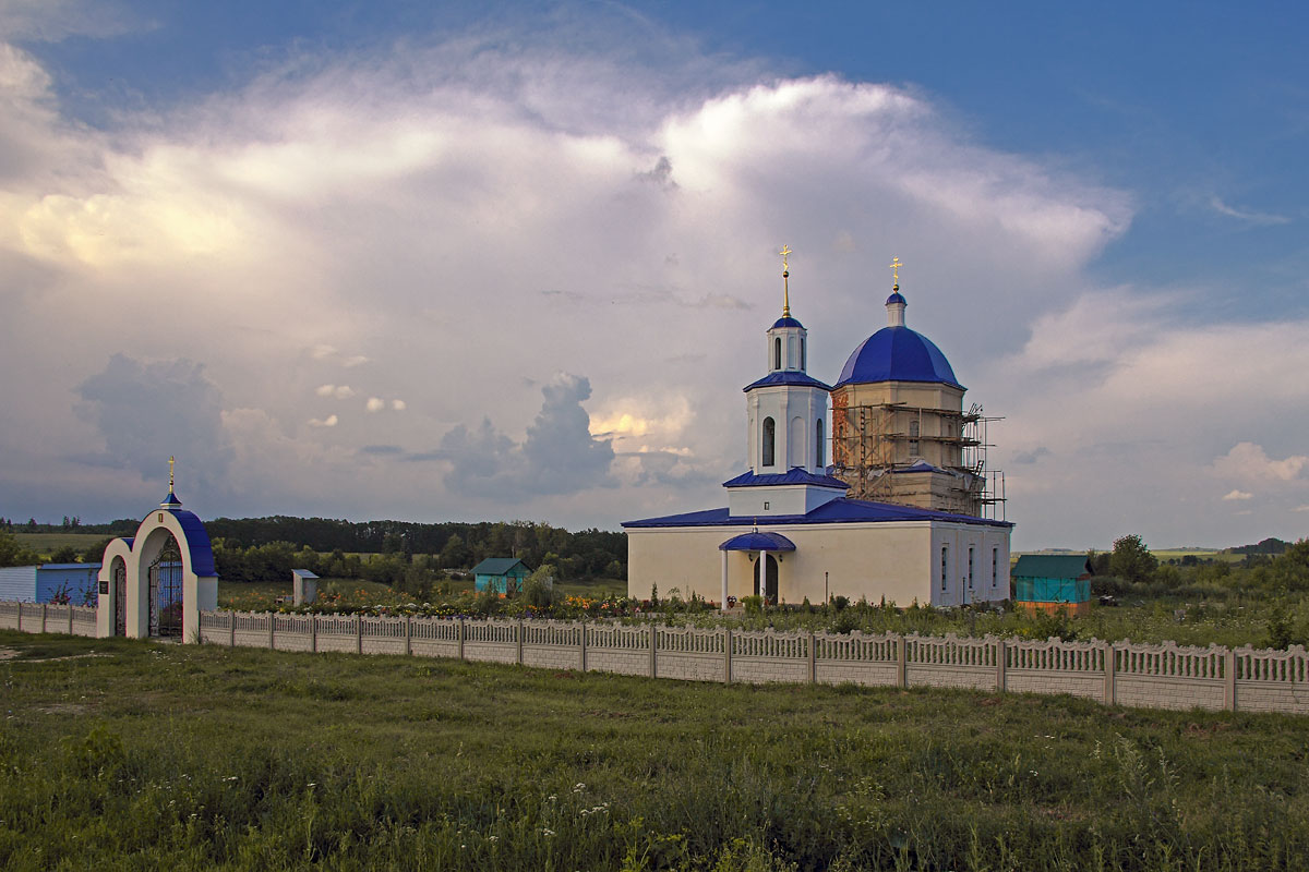 Церковь Казанской иконы Божией Матери, Большие Извалы (Елецкий район и г. Елец, Липецкая область). общий вид в ландшафте