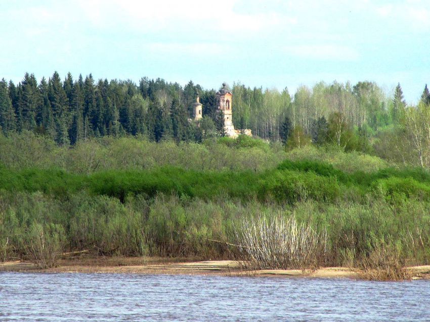 Городецкий Архангельский погост (Городок Вотложемский). Церковь Михаила Архангела на Вотложемском Городке. общий вид в ландшафте, вид с северо-запада