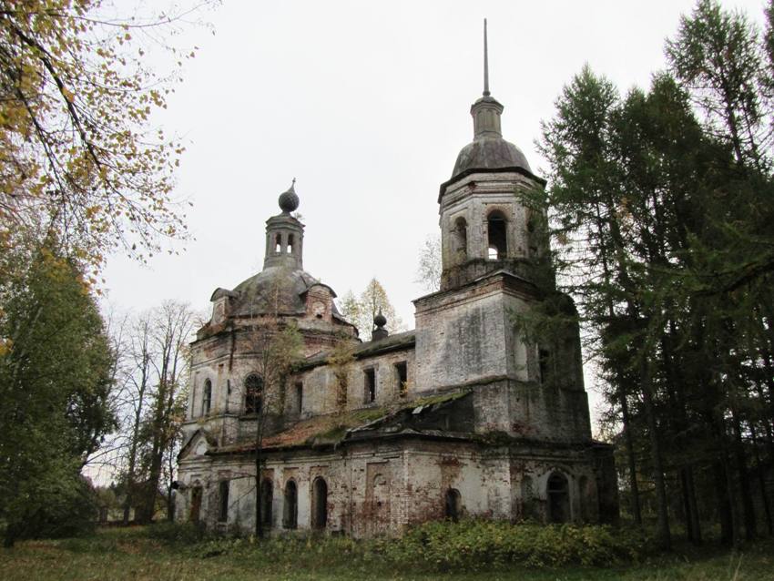 Церковь Георгия Победоносца, Георгиевск (Мантуровский район, Костромская область). общий вид в ландшафте, вид с северо-запада