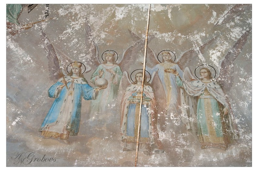 Церковь Смоленской иконы Божией Матери, Хмельники (Борисоглебский район, Ярославская область). интерьер и убранство, Роспись купола храма