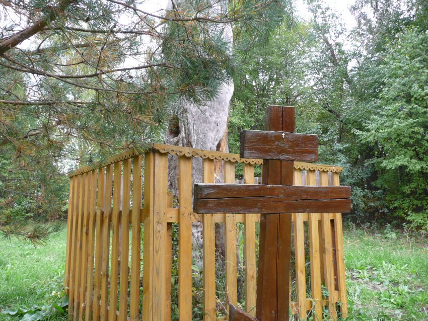 Маровский Крестовоздвиженский монастырь, Красные Мары (Спасский район, Нижегородская область). дополнительная информация, Крест у сосны, на которой, по преданиям, казнил монахов Степан Разин