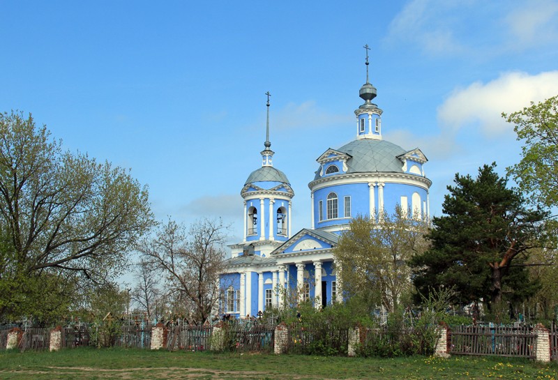 Церковь Успения Пресвятой Богородицы, Белоомут (Луховицкий городской округ, Московская область). общий вид в ландшафте