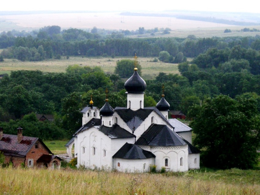 Сухарево. Церковь Введения во храм Пресвятой Богородицы. общий вид в ландшафте