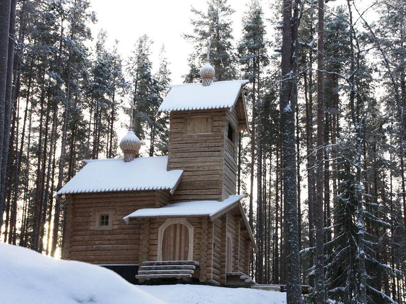 Часовня Василия Великого, Сяпся (Пряжинский район, Республика Карелия). общий вид в ландшафте
