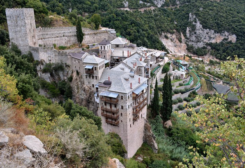 Монастырь Святого Павла, Афон (Ἀθως) (Айон-Орос (Άγιον Όρος), Греция). дополнительная информация, Вид с верхней дороги