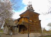 Нагатинский затон. Музей деревянного зодчества в Коломенском. Церковь Георгия Победоносца из Рождественского (Среднего на Ёрге) погоста