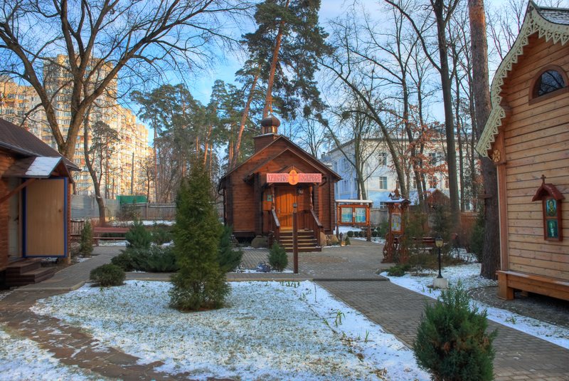 Церковь Сорока мучеников Севастийских, Святошино (Святошинский район, Украина, г. Киев). общий вид в ландшафте