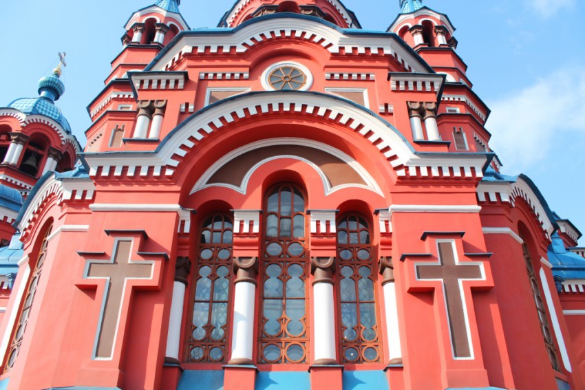 Собор Казанской иконы Божией Матери, Иркутск (Иркутск, город, Иркутская область). архитектурные детали, Фрагмент фасада