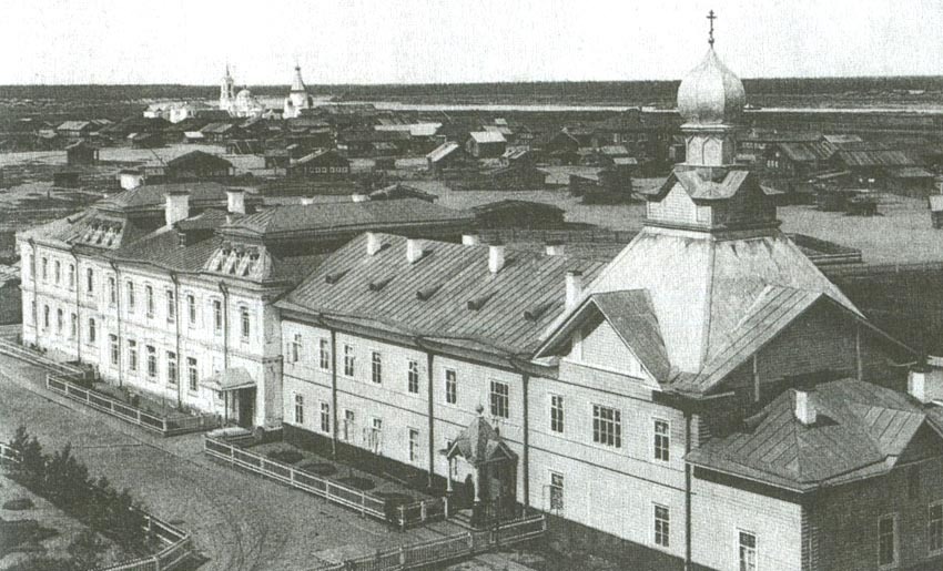 Сурский Иоанно-Богословский женский монастырь, Сура (Пинежский район, Архангельская область). архивная фотография, Церковь Иоанна Богослова(1899-1900) деревянная, утрачена. 