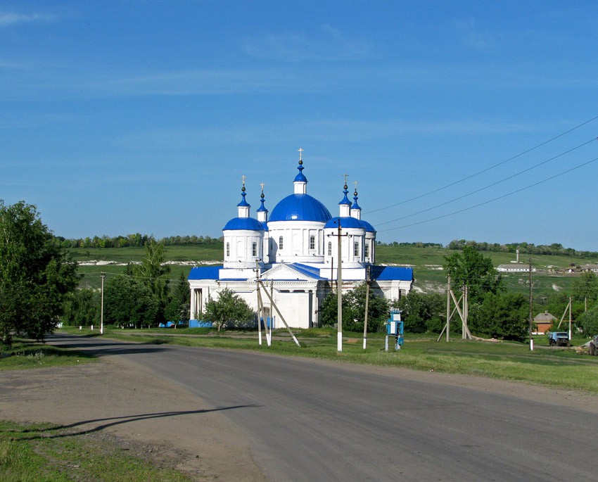 Церковь Успения Пресвятой Богородицы, Большая Халань (Корочанский район, Белгородская область). общий вид в ландшафте