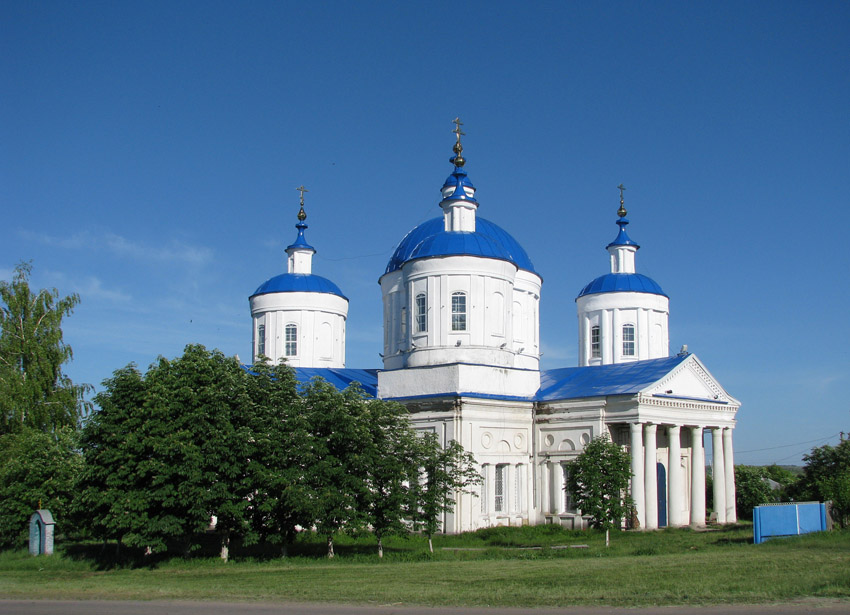Церковь Успения Пресвятой Богородицы, Большая Халань (Корочанский район, Белгородская область). общий вид в ландшафте