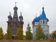 Храмовый комплекс. Церкви Сретения Господня и Покрова Пресвятой Богородицы, вид с запада<br>, Рикасово (Заостровье), Приморский район, Архангельская область