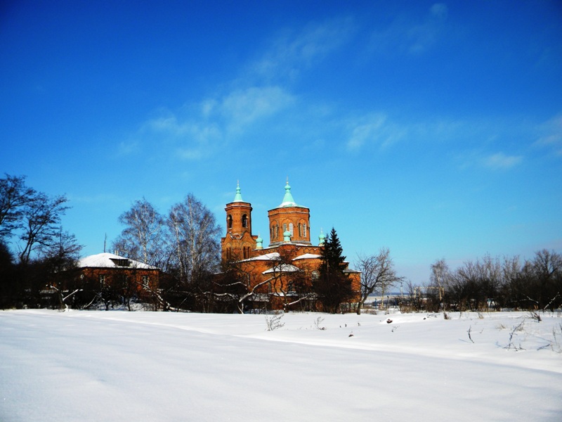 Великомихайловка. Церковь Николая Чудотворца. общий вид в ландшафте