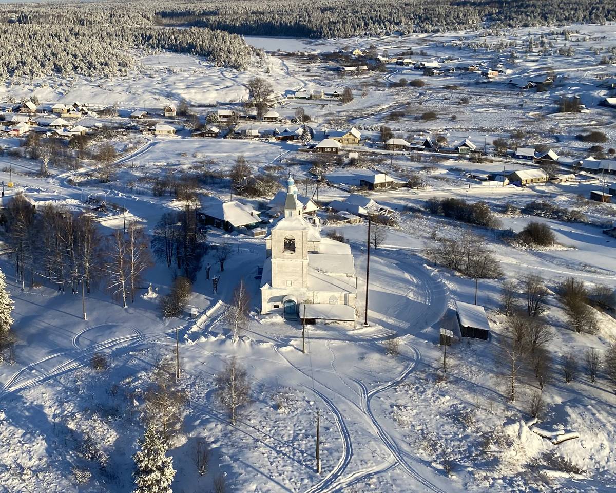 Вид с запада, фасады. Церковь Покрова Пресвятой Богородицы, Красный Ясыл (Ординский район, Пермский край)