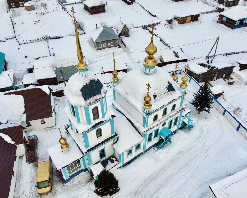 Мундыбаш. Церковь Успения Пресвятой Богородицы. архитектурные детали, Вид с верху с ЮЗ