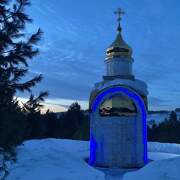 Часовня Андрея Первозванного, Вид с востока вечером<br>, Мундыбаш, Таштагольский район, Кемеровская область