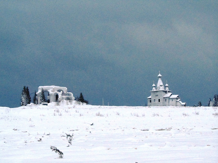 Храмовый комплекс Ракульского погоста, Погост (Ракула) (Холмогорский район, Архангельская область). фасады, вид с севера